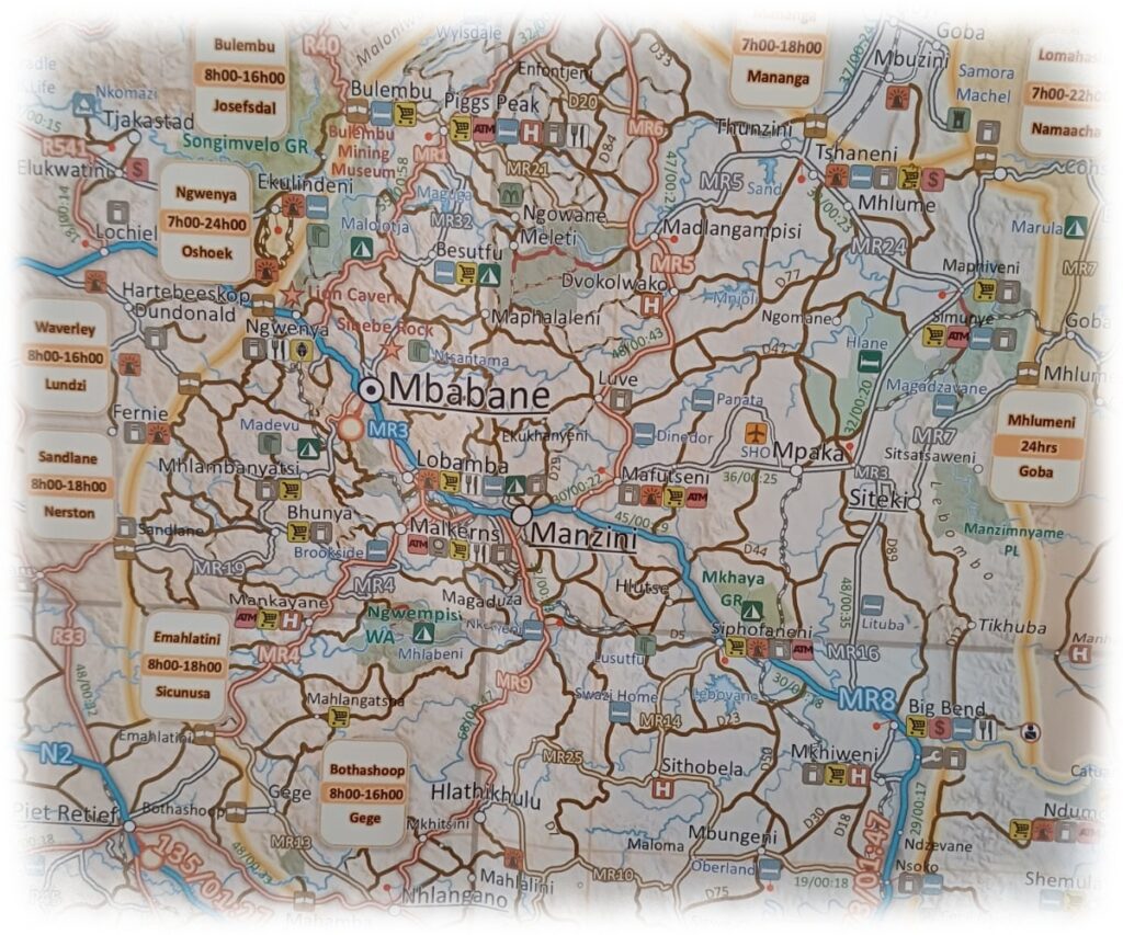 T4A South Africa Paper Map Swaziland