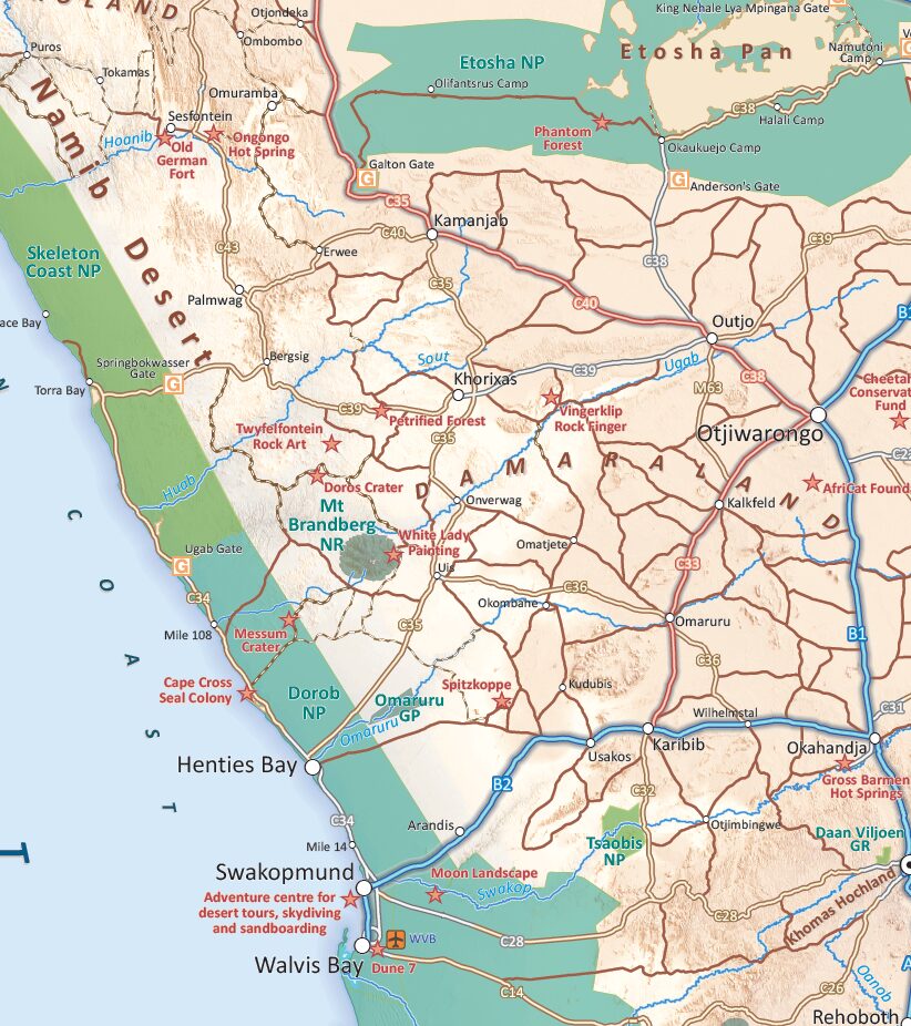 Tracks4Africa Wall Map of Southern Africa